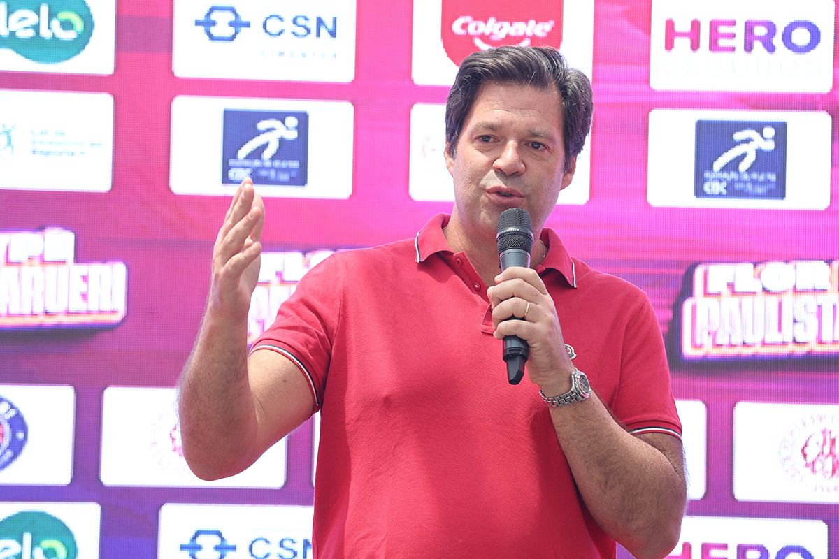 Caio Frizzo Salem, vice-presidente do Paulistano, em momento da apresentação do Flor de Ypê/Paulistano/Barueri. Foto: Fábio Figueiredo